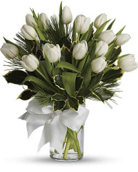 White | Tulips And Pine Bouquet | Same Day Flower Delivery by Teleflora