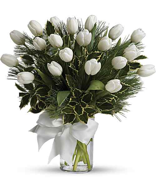 White | Tulips And Pine Bouquet | Same Day Flower Delivery by Teleflora