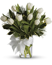 White | Tulips And Pine Bouquet | Same Day Flower Delivery by Teleflora