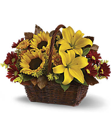 Yellow | Mixed Bouquets | Golden Days Basket Bouquet | Same Day Flower Delivery by Teleflora