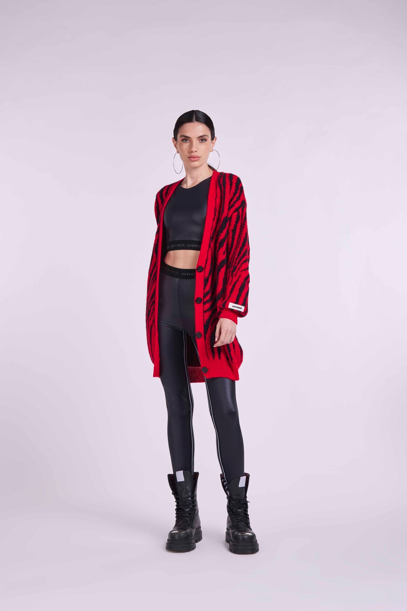 Zebra jacquard jersey cardigan